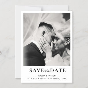 Convite Foto Retro Elegante de Casamento Save the date