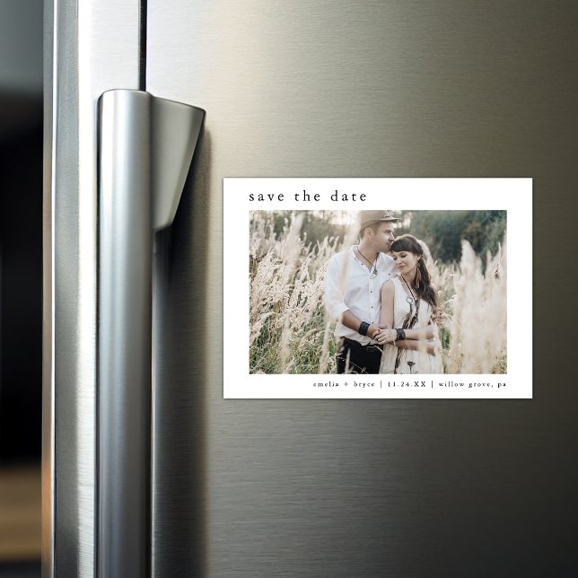 Convite Foto Rústica EMELIA Simples Casamento Salve a Data (EMELIA Rustic Photo Simple Wedding Save the Date Magnetic Invitation)