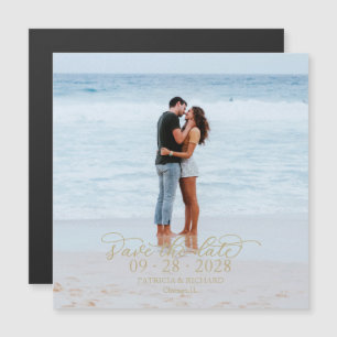 Convite Foto Save The Date Caligrafia Dourada