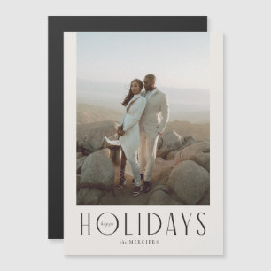 Convite Foto sofisticada de feriados felizes em Creme e Pr