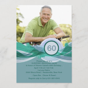 Convite Fotográfico Azul de Marco de Aniversário