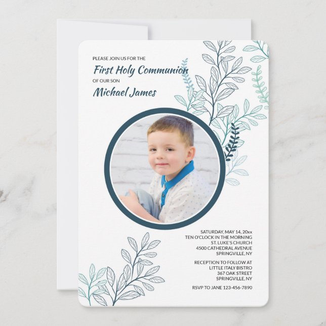 Convite Fotográfico Blue Ferns (Frente)