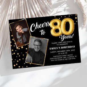Convite Fotográfico de 80 de Aniversário para Balõ