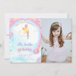 Convite Fotográfico de Aniversário de Fada Rosa