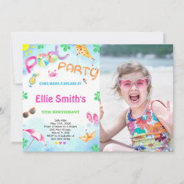 Convite Fotográfico de aniversário de Piscina