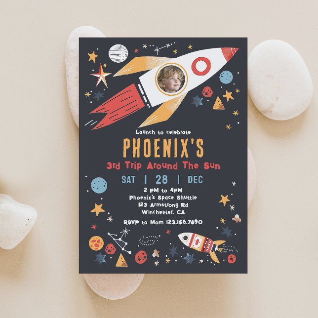 Convite Fotográfico de Aniversário do Foguete Exte (Criador carregado)