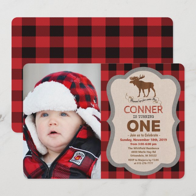 Convite Fotográfico de aniversário do primeiro ani (Frente/Verso)