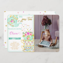 Convite Fotográfico de Aniversário do Tea Party