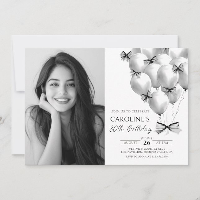 Convite Fotográfico de aniversário para Balões de  (Frente)