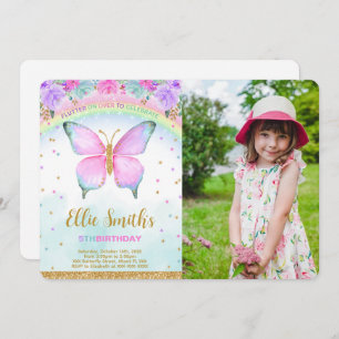 Convite Fotográfico de Aniversário para Borboleta