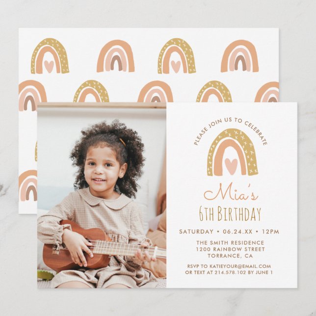 Convite Fotográfico de Aniversário para Girly Past (Frente/Verso)