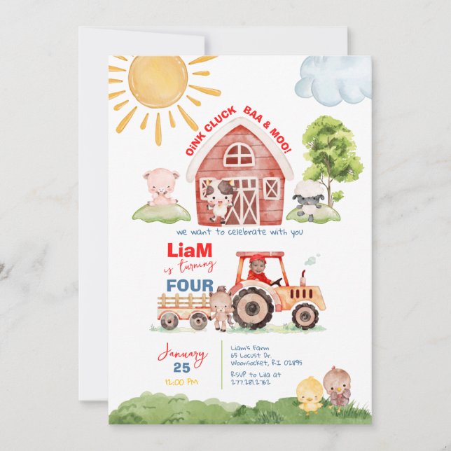 Convite Fotográfico de Barnyard Qualquer Idade de  (Frente)