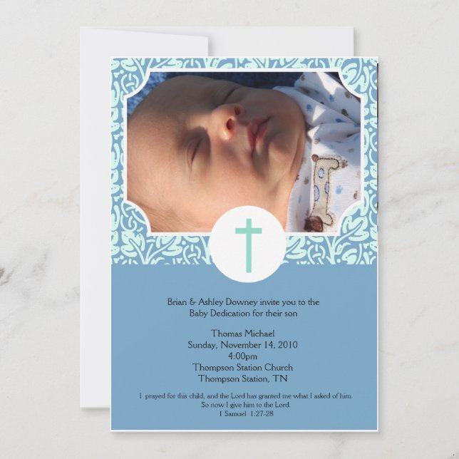 Convite Fotográfico de Batismo de Baby Dedication  (Frente)