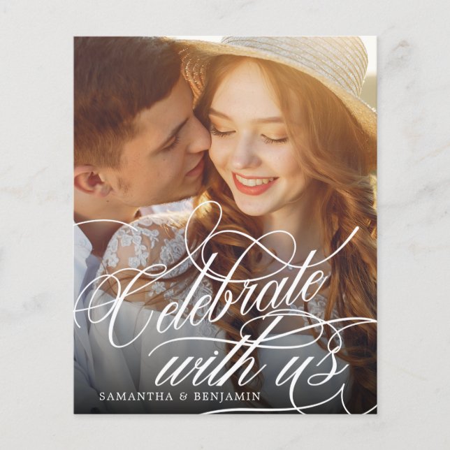 Convite Fotográfico de Casamento de Monograma Eleg (Frente)