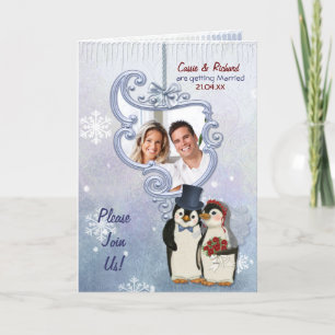 Convite Fotográfico de Casamento de Pinguins
