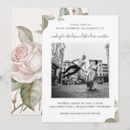 Convite Fotográfico de Casamento de Rosas Peach