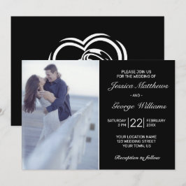 Convite Fotográfico de Casamento Negro Minimalista