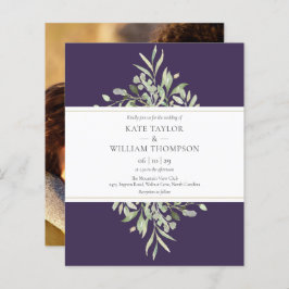 Convite Fotográfico de Casamento Púrpura do Verde