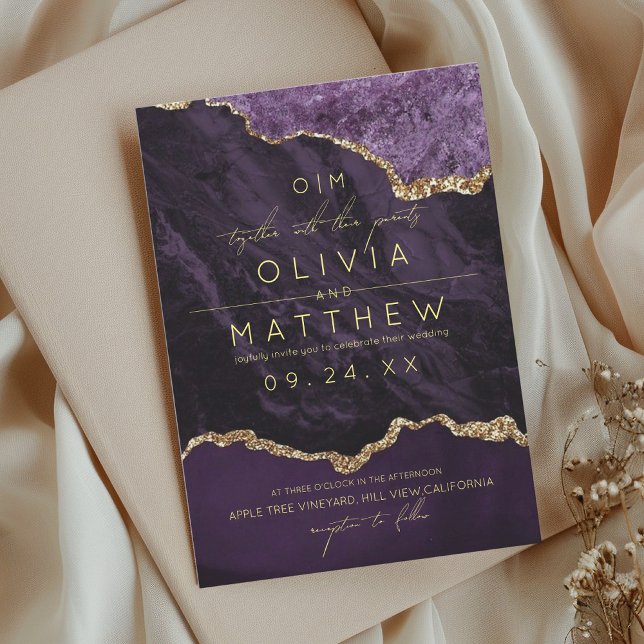 Convite Fotográfico de Casamento Roxo Moderno (Criador carregado)