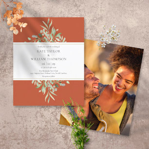 Convite Fotográfico de casamento Terracotta Folia