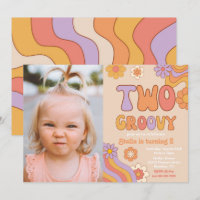 Convite Fotográfico de Dois Groovy | Groovy Birthd