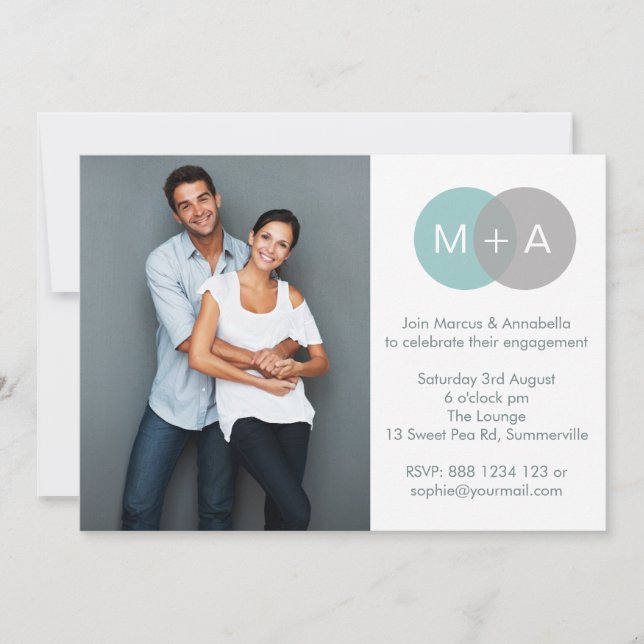 Convite Fotográfico de Festa de noivado em Círculo (Frente)