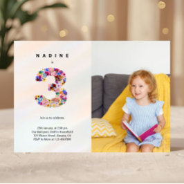 Convite Fotográfico de Florais Cor-de-Rosa anivers