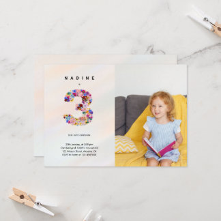 Convite Fotográfico de Florais Cor-de-Rosa anivers