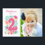 Convite Fotográfico de Número de Festa de segundo<br><div class="desc">Design pintado à mão por Pip Gerard. Para personalizar... basta clicar no exemplo da fotografia em miniatura para navegar nos seus próprios ficheiros de computador para encontrar a sua própria fotografia para a substituir. Se você precisar redimensionar ou mover a foto para o ajustado do convite, pressione o botão 'personalizar'...</div>