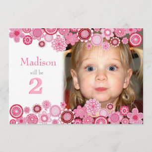 Convite Fotográfico de Número de Festa Rosa de seg