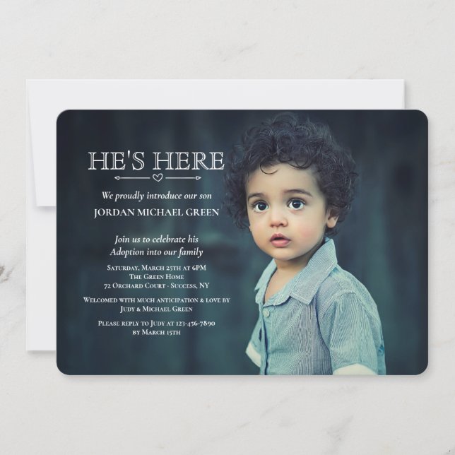 Convite Fotográfico de Partido de Adoção (Frente)