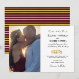 Convite Fotográfico Elegante Dourado Burgundy