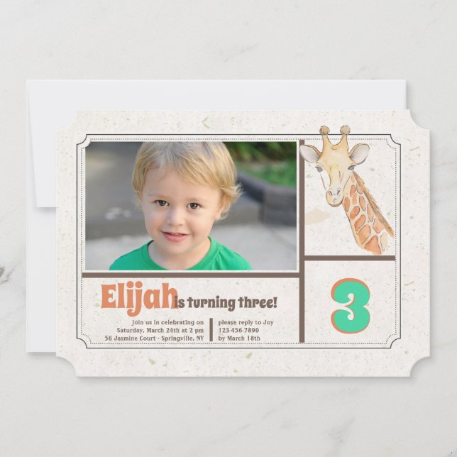 Convite Fotográfico Giraffe (Frente)