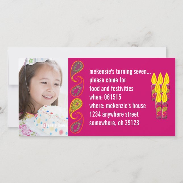 Convite Fotográfico Paisley Birthdy (Frente)