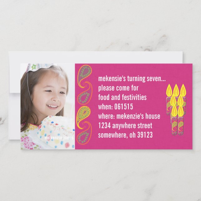 Convite Fotográfico Paisley Birthdy (Frente)