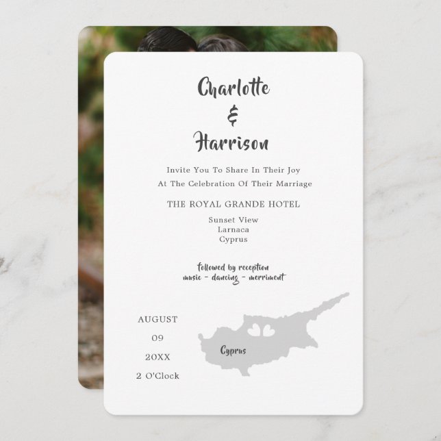 Convite Fotográfico para Destino de Casamento em C (Frente/Verso)