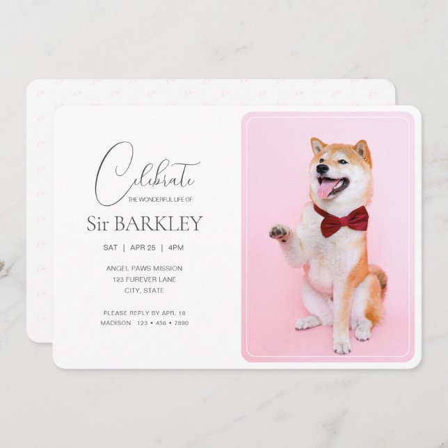 Convite Fotográfico para Memória de Pet Simples e  (Frente/Verso)