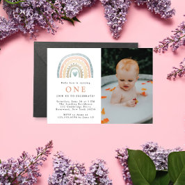 Convite Fotográfico para o Bebê de Boho Moderno