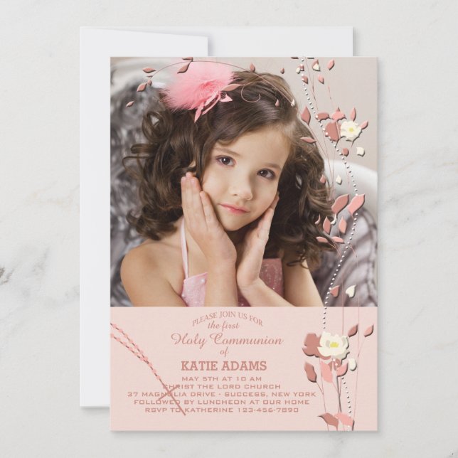 Convite Fotográfico religioso de Miçangas de oraçã (Frente)