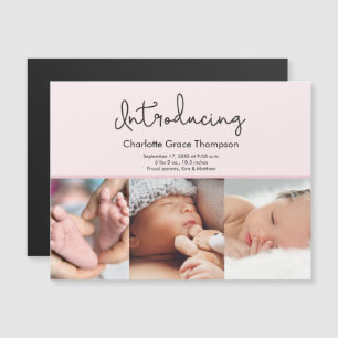 Convite Fotos de Bebê Rosa Introduzindo script Personaliz