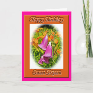 Convite Foxgloves & Lilies Sweet 16 Birthday Card