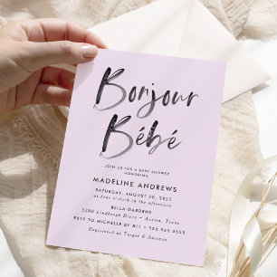Convite francês do chá de fraldas de Bonjour Beb