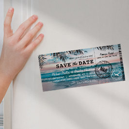 Convite Fridge Save the Date Tropical Beach Palm Trees