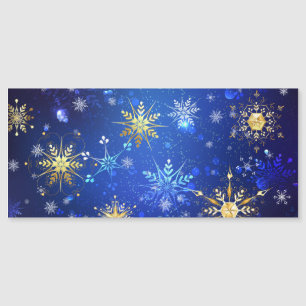 Convite Fundo Azul de NATAL com Flocos de Neve Dourados