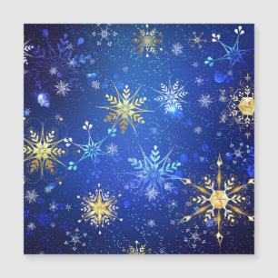 Convite Fundo Azul de NATAL com Flocos de Neve Dourados
