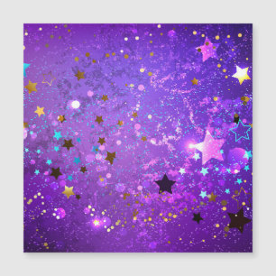 Convite Fundo de folhas roxas com estrelas