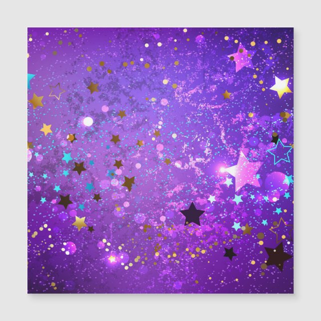 Convite Fundo de folhas roxas com estrelas (Frente)