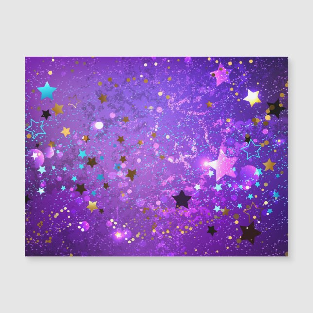 Convite Fundo de folhas roxas com estrelas (Frente)