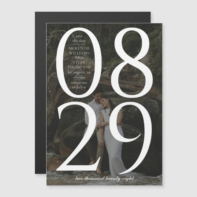 Convite Fundo de Fotografias de Data Grande e Negrito Mode (Frente/Verso)