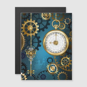 Convite Fundo turquesa de Steampunk com Engrenagens
